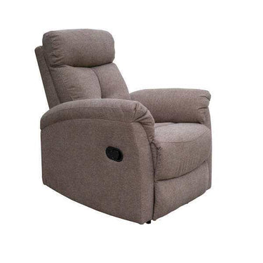 Sillón Relax manual SELOPAN marrón con tapizado suave y mecanismo metálico de palanca