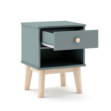 Mesita de noche ESTEBAN blanca con cajón y diseño moderno para dormitorio elegante y funcional
