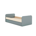 Cama nido juvenil Esteban en blanco y madera natural con cajón nido inferior y somier incluido.