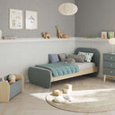 Cama juvenil ESTEBAN de diseño moderno en madera laminada con somier de láminas y acabado natural para dormitorios juveniles