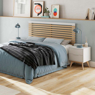 Mesita de noche blanca CAMP con 2 cajones y diseño moderno para dormitorio