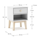 Mesita de noche ESTEBAN blanca con cajón y diseño moderno para dormitorio