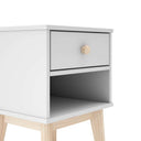 Mesita de noche ESTEBAN blanca con cajón y hueco inferior para dormitorio moderno