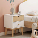 Mesita de noche ESFANIA 2C blanca con dos cajones y diseño compacto para dormitorios infantiles y juveniles
