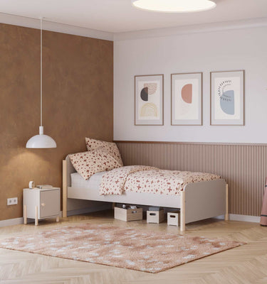 Cama juvenil nido ALONE en tono crema y natural para dormitorio funcional y juvenil
