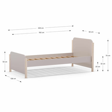 Cama juvenil nido ALONE en acabado crema y madera natural para habitación juvenil funcional y acogedora
