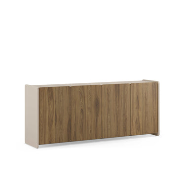 Aparador salón bajo BOUCLEON Roble con cuatro puertas en acabado roble y estructura crema