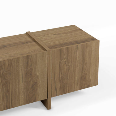 Mueble TV VOLIA Roble 180 cm con puertas y patas a juego para salón moderno y funcional