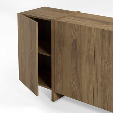 Aparador salón VOLIA Roble de 180 cm con cuatro puertas y acabado en roble