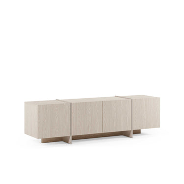 Mueble TV VOLIA crema de 178 cm con puertas y patas a juego para salón moderno