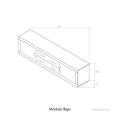 Mueble TV ASTI de 200 cm con 2 cajones y 2 puertas diseño minimalista