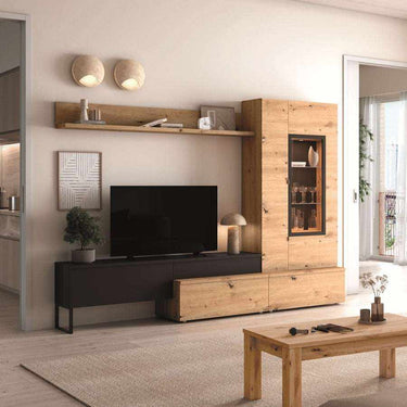 Mueble salón composición CATANIA 2 Ambiente 9 con vitrina y zona TV