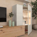 Mueble salón composición CATANIA 2 Ambiente 10 en madera con vitrina y bajo TV