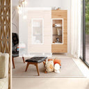 Vitrina de comedor CATANIA 2 mod. 1 en melamina con diseño luminoso y moderno, armario vitrina personalizable con estructura y patas opcionales.