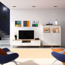 Muebles salon comedor BOLONIA con vitrina doble y mueble TV elegante y funcional en ambiente contemporáneo