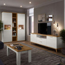 Mueble de salón comedor BOLONIA completo diseño nórdico minimalista con vitrinas, estantería y mueble TV personalizable.