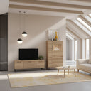 Mueble salón comedor BOLONIA moderna con vitrina y módulo TV en ambiente 3