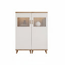 Vitrina salón comedor BOLONIA baja moderna en madera y acabado polar, sin patas ni focos LED, fabricada en España.