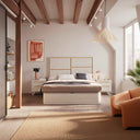 Mueble dormitorio matrimonial GENOVA con cabecero POLAR y ARTISAN, mesitas opcionales y diseño contemporáneo