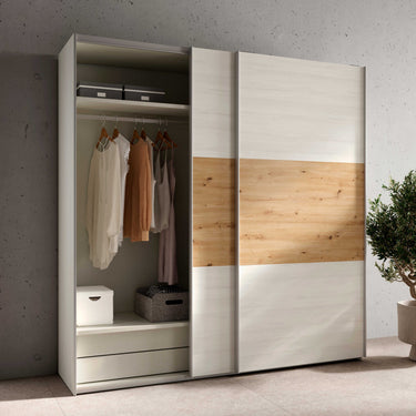 Armario corredero Genova 180 cm con dos puertas bicolor en dormitorio moderno