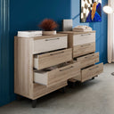 Cómoda Lena de cuatro cajones en madera melamínica color personalizable de 80 cm de ancho