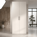 Armario 2 puertas CAPRI de madera con tiradores negros, diseño compacto y funcional para espacios reducidos