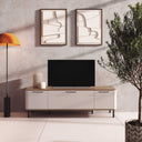Mueble TV Napoli negro con cantos redondeados y almacenamiento funcional para salón.