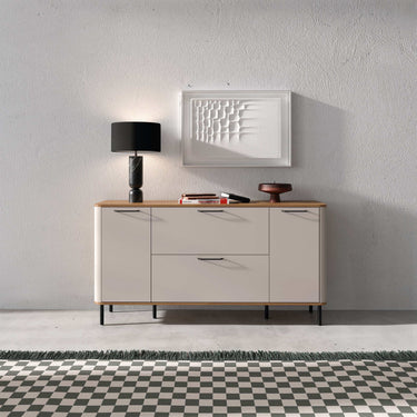 Aparador salón NAPOLI con diseño moderno, 2 puertas, 2 cajones y cantos redondeados en varios colores