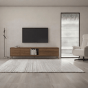 Mueble TV salón TIVOLI 220 cm minimalista con cubo integrado y acabado bicolor