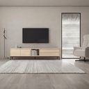Mueble TV salón TIVOLI 220 cm minimalista con cubo integrado y almacenamiento funcional