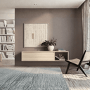 Mueble TV colgado TIVOLI mod. 1 con puerta abatible y cubo integrado en salón moderno