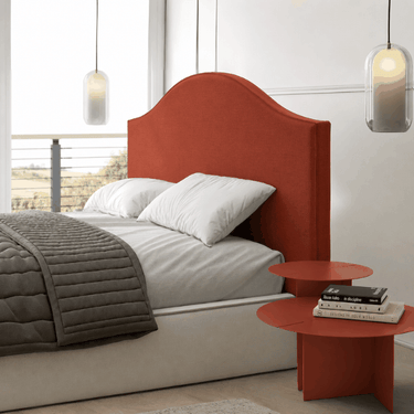 Cabecero tapizado de lino modelo ROCCO para dormitorio matrimonio, disponible en varios tamaños y colores naturales