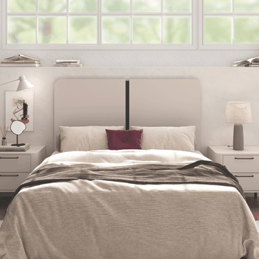 Cabezal cama dormitorio CAPRI modelo Tiberio diseño dividido con línea central y esquinas curvas en colores combinados