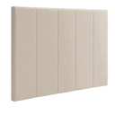 Cabecero tapizado modelo LEO con ribetes verticales y espuma de alta densidad, disponible en cuatro colores y medidas, ideal para dormitorios modernos y confortables.