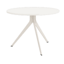Mesa de comedor redonda fija ORTA con sobre biselado y patas metálicas
