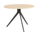Mesa de comedor redonda fija ORTA con patas metálicas y sobre biselado
