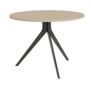 Mesa de comedor redonda fija ORTA con patas metálicas y sobre biselado