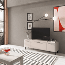 Mueble TV Napoli negro con cantos redondeados y almacenamiento moderno
