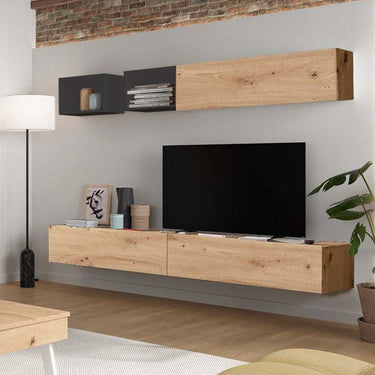 composición de salón comedor FLORENCIA ambiente 7 minimalista y elegante en madera y blanco