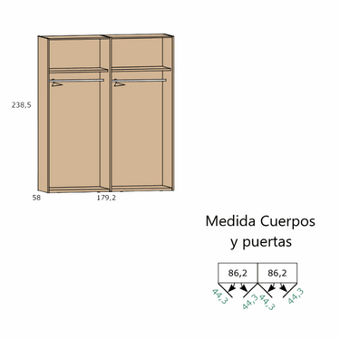Armario 4 puertas LUCCA madera con tiradores negros mate y diseño moderno