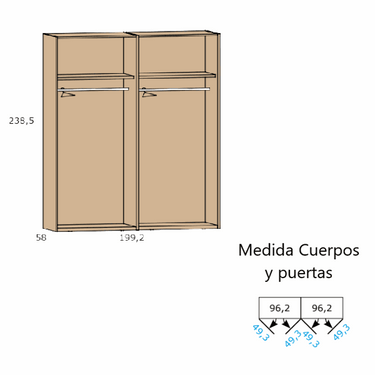 Armario 4 puertas LUCCA de madera con tiradores negros y diseño moderno