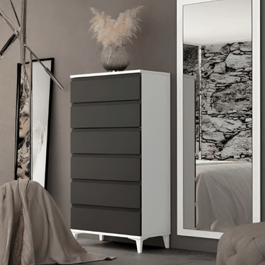 Cajonera dormitorio sinfonier Lucca 6 cajones tirador Jota en roble natural