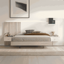 Muebles dormitorio composición matrimonio Siena con cabecero y mesitas color Habana y luces LED