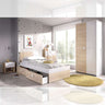 Dormitorio juvenil completo PERUSA con cama nido, mesita, cómoda y armario en tonos blanco y natural moderno y funcional
