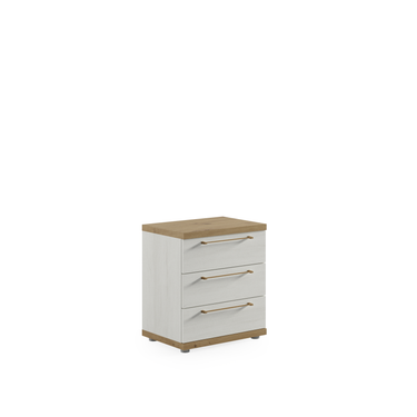 Dormitorio matrimonio Génova diseño moderno en colores polar y artisan con cabecero y mesitas de noche.
