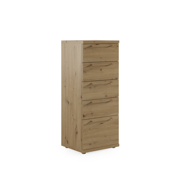 Sinfonier de cinco cajones GENOVA en madera melamínica, diseño práctico y sencillo para dormitorio, con acabado personalizable.