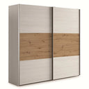 Armario corredero GÉNOVA 180 cm con 2 puertas bicolor en acabado Polar y detalle Grafito