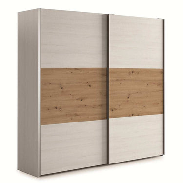 Armario corredero GÉNOVA 180 cm con 2 puertas bicolor en acabado Polar y detalle Grafito