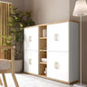 Estantería librería baja modelo Bolonia para salón comedor con módulos abiertos y cerrados