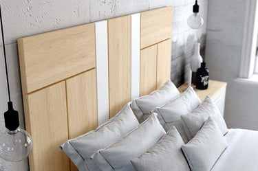 Cabecero cama matrimonio LUCCA 13 con diseño minimalista y estructura personalizable en varios colores, fabricado en España.